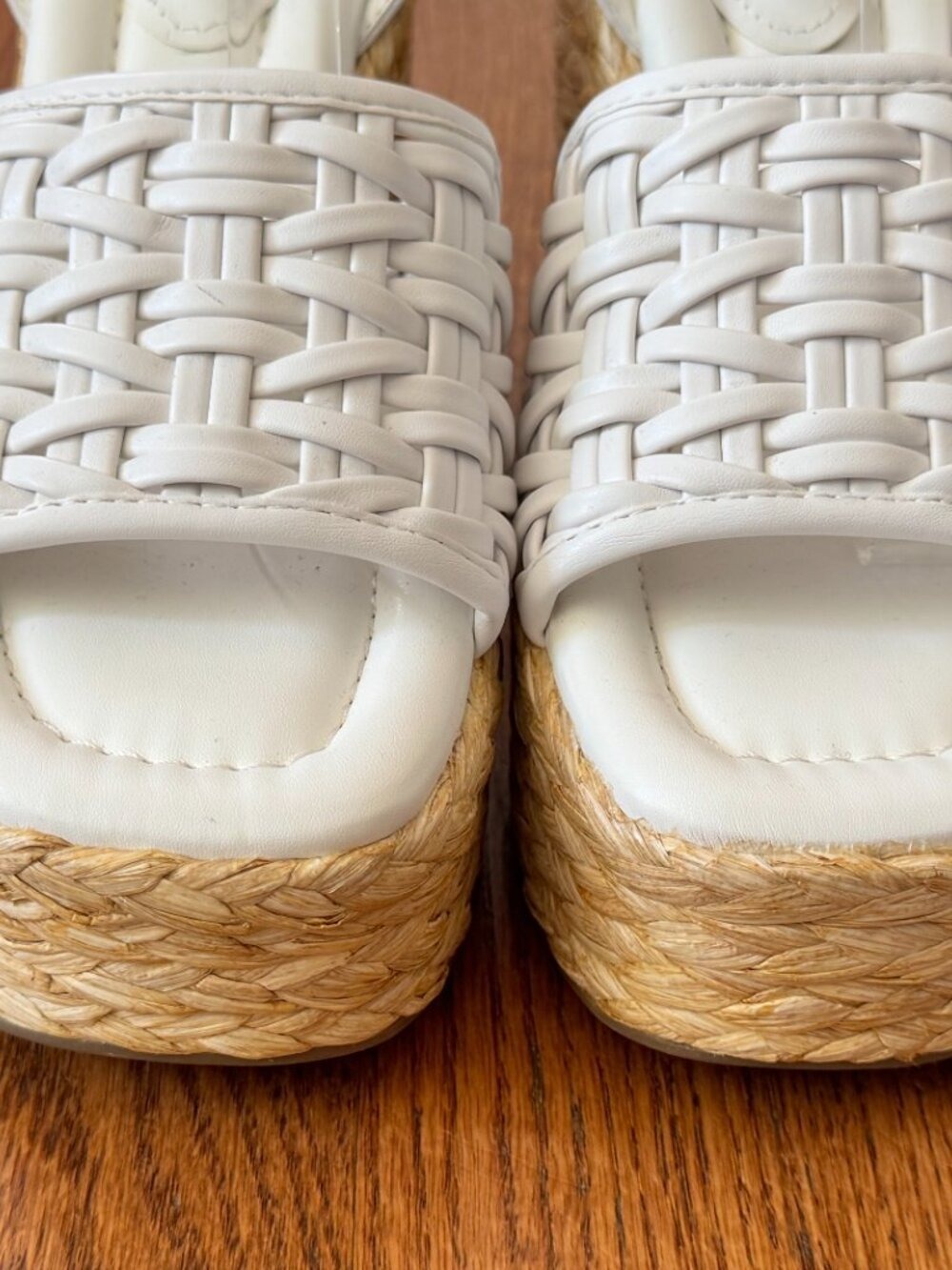 Marc Fisher Espadrille Wedge Sandals Ivory Woven Ankle Strap Size 8.5M - Picture 9 of 13